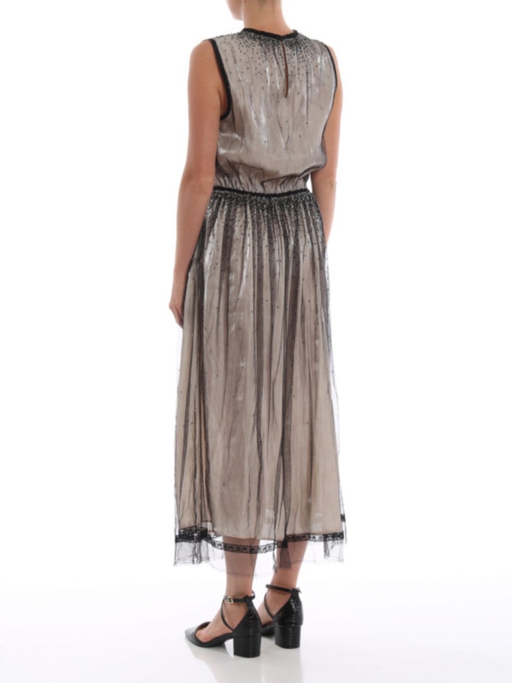 PRADA Embroidered tulle sleeveless midi dress - Picture 4 of 10